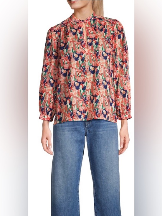 Birds Of Paradise Tops - Trovata BIRDS OF PARADIS Bailey Floral Cotton Blouse, size M